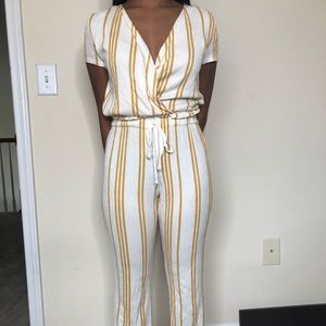 2-piece Yellow Stripe Pant and Shirt Set